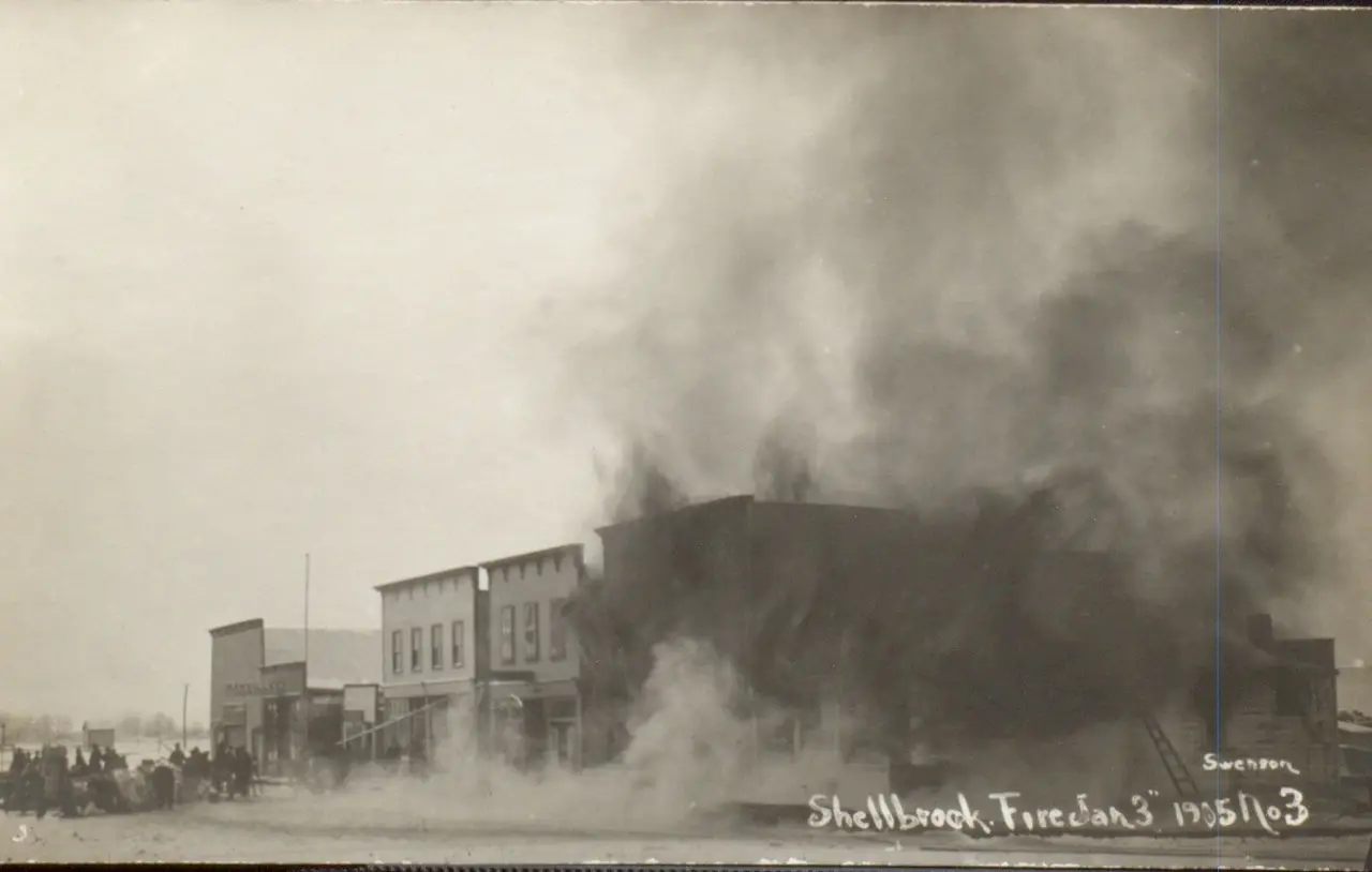 Fire on Shellbrook's main street, January 3, 1905