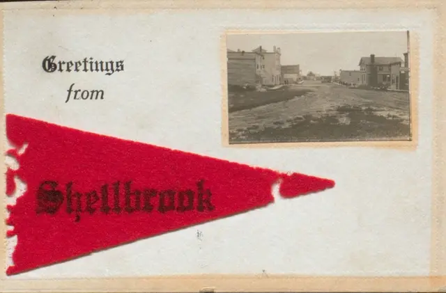 Greetings from Shellbrook pennant postcard